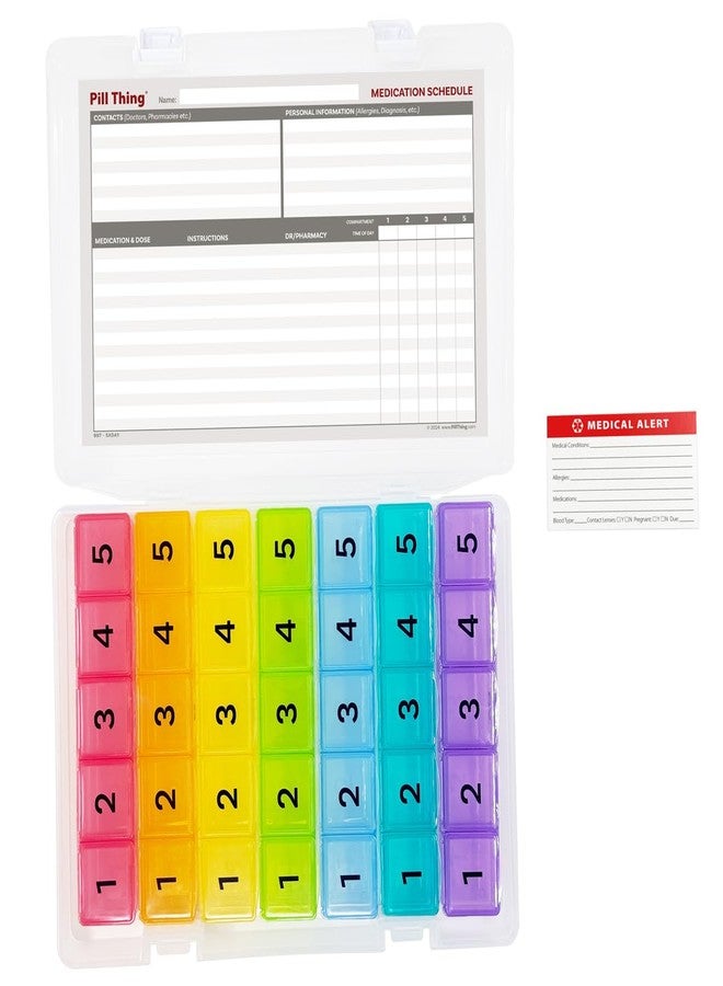 pill thing 5 Times a Day Weekly Pill Box Organizer Case, Secure 7 Day Pillbox with Medication Schedule (5 Time-a-Day) - Image 1